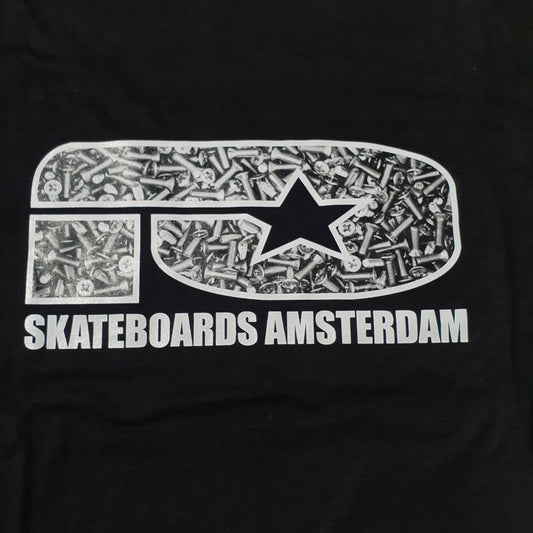 IO SKATEBOARDS AMSTERDAM T-SHIRT HARDWARE LOGO BLACK