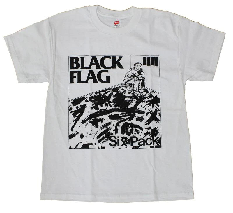 BLACK FLAG SIX PACK T-SHIRT WHITE