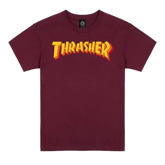 THRASHER STACKED T-SHIRT MAROON