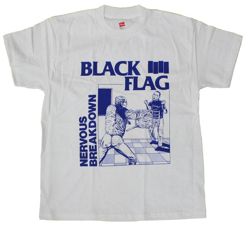 BLACK FLAG NERVOUS BREAKDOWN T-SHIRT WHITE