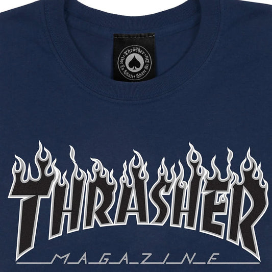 THRASHER FLAME T-SHIRT NAVY/BLACK