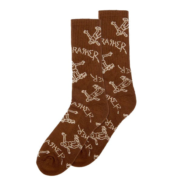 THRASHER GONZ LOGO CREW SOCKS BROWN