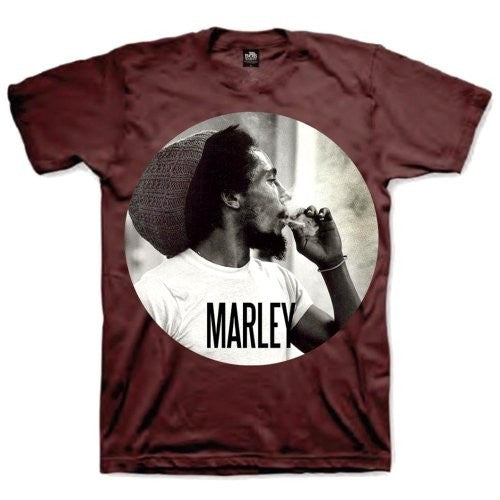 BOB MARLEY SMOKIN CIRCLE T-SHIRT BURGUNDY - Skateboards Amsterdam