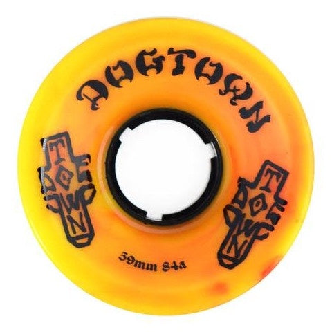 DOGTOWN MINI CRUISER WHEELS YELLOW/RED SWIRL 84A 59MM