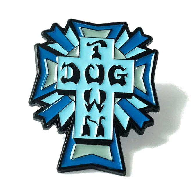 DOGTOWN ENAMEL PIN CROSS LOGO BLUE