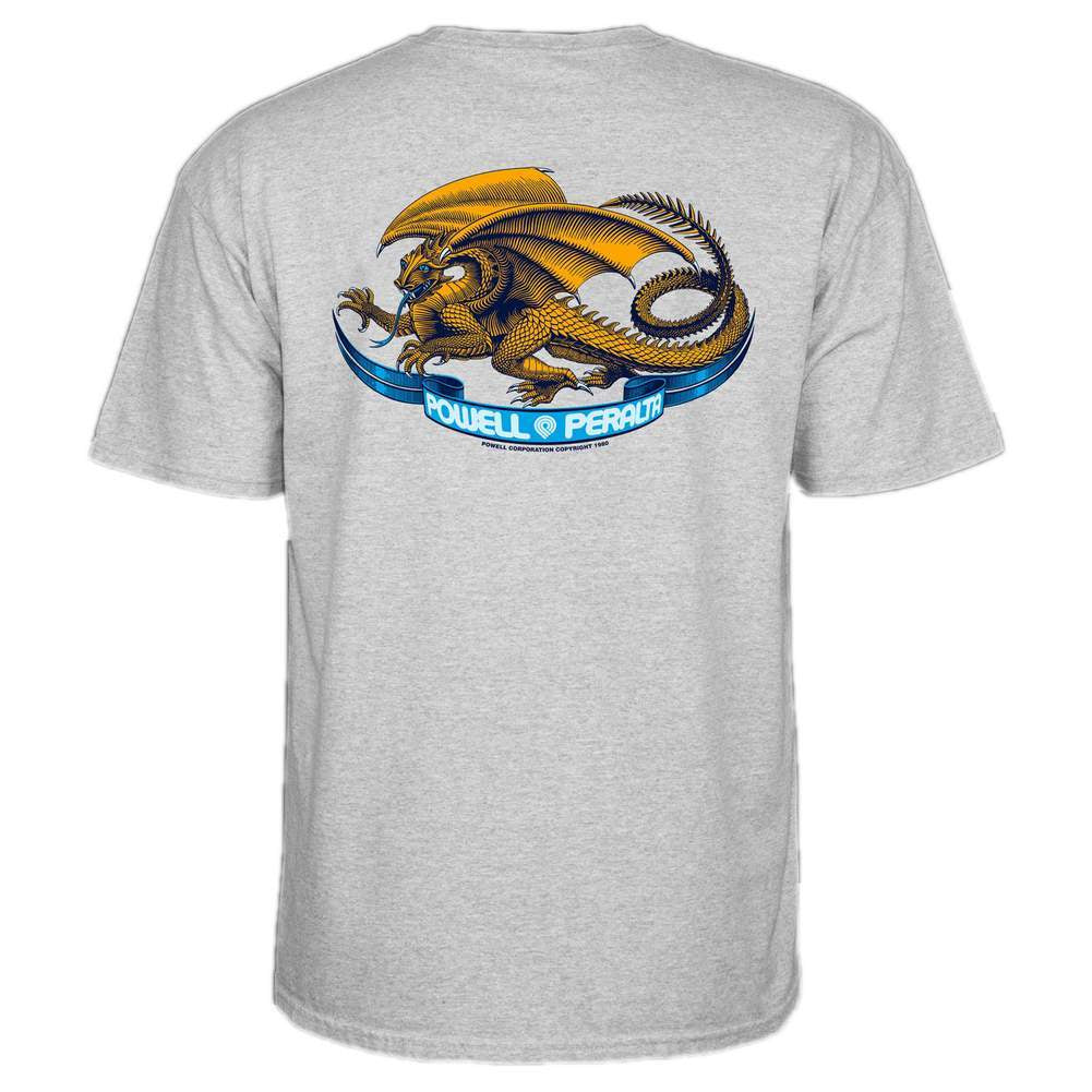 POWELL PERALTA OVAL DRAGON T-SHIRT ATHLETIC HEATHER GREY