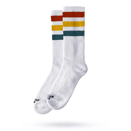 AMERICAN SOCKS MID HIGH STIFLER WHITE/RED-YELLOW-BLUE