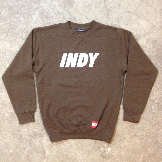 SKATEBOARDS AMSTERDAM CREWNECK INDY LOGO WHITE ON CHOCOLATE - Skateboards Amsterdam