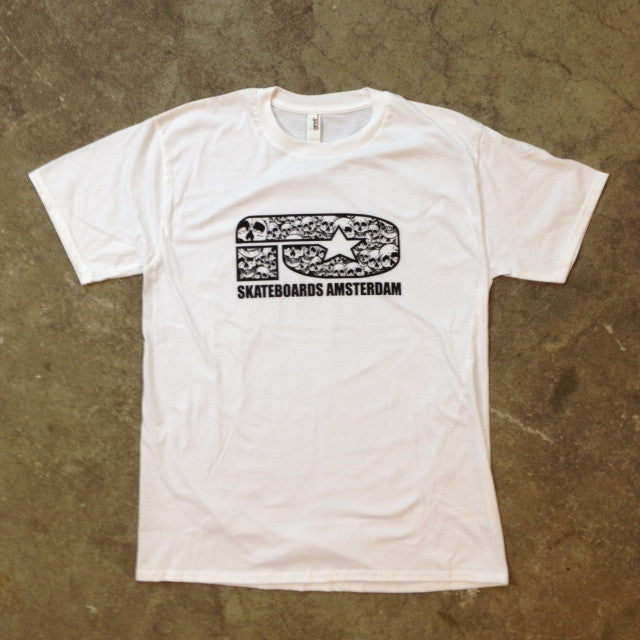 SKATEBOARDS AMSTERDAM SKULL LOGO T-SHIRT WHITE - Skateboards Amsterdam