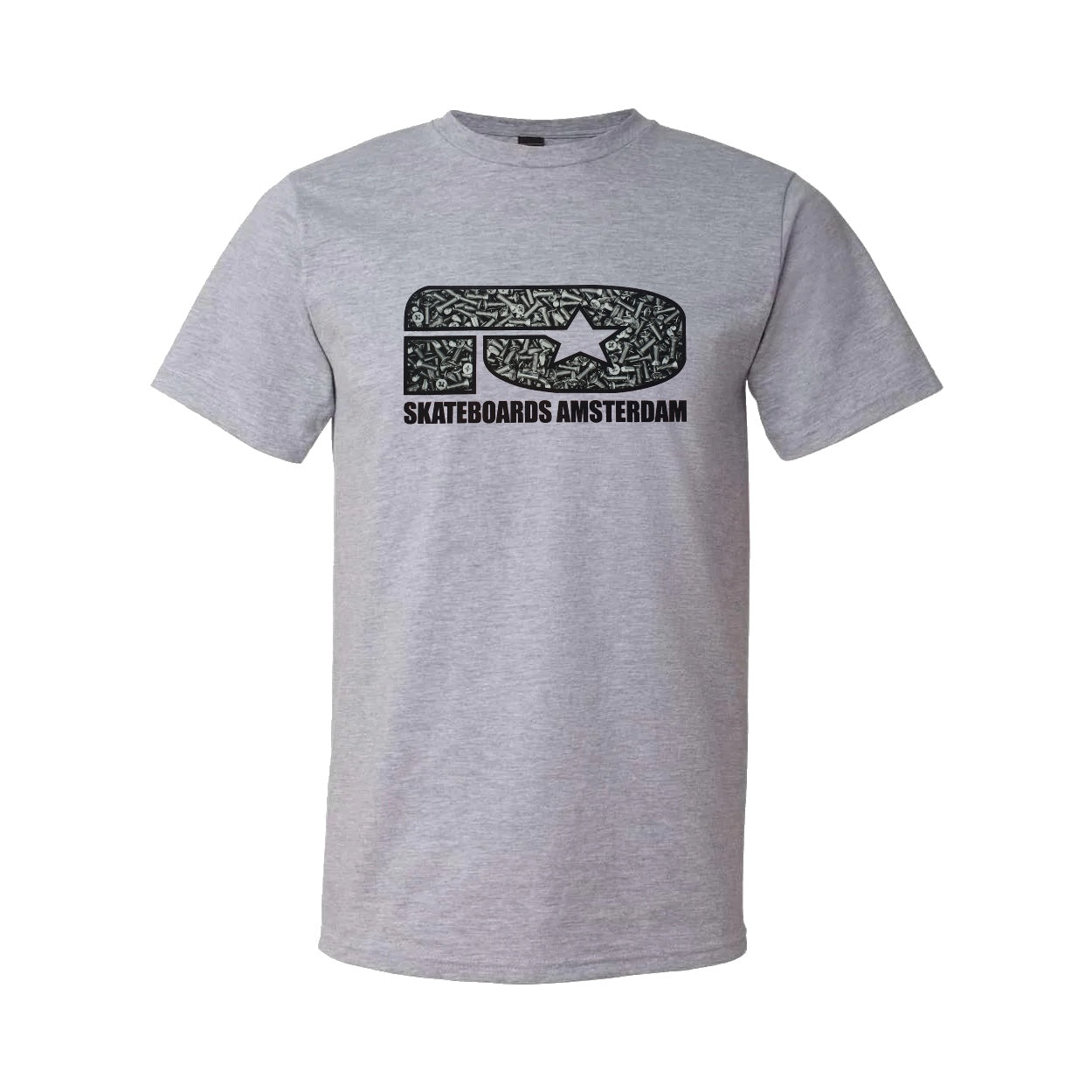 IO SKATEBOARDS AMSTERDAM T-SHIRT HARDWARE LOGO ATHLETIC HEATHER