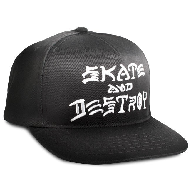 THRASHER SKATE AND DESTROY EMBROIDERED SNAPBACK BLACK - Skateboards Amsterdam