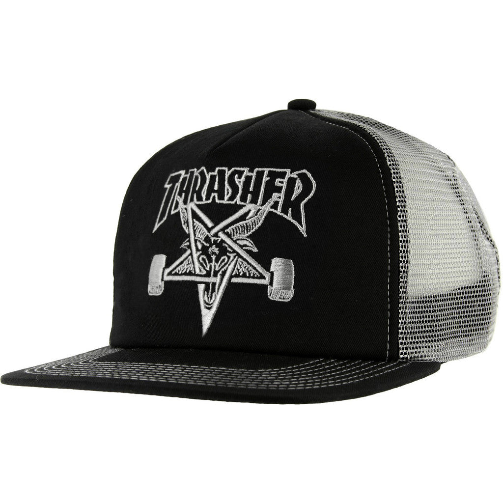 THRASHER SKATE GOAT EMBROIDERED MESH CAP BLACK/GREY - Skateboards Amsterdam