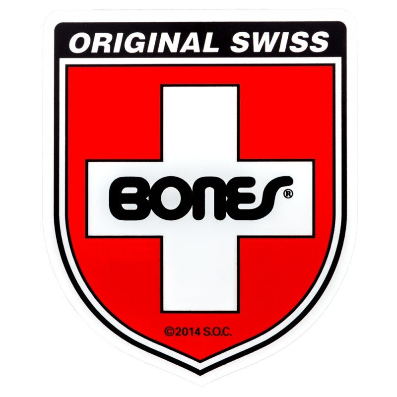 BONES SWISS SHIELD STICKER M - Skateboards Amsterdam