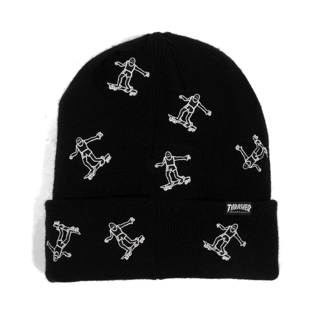 THRASHER GONZ PATTERN BEANIE BLACK