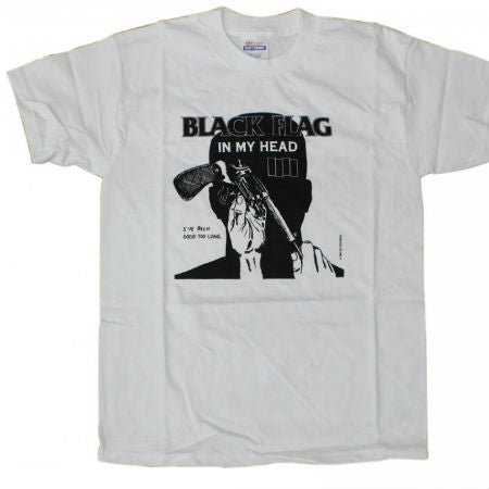 BLACK FLAG IN MY HEAD T-SHIRT WHITE - Skateboards Amsterdam