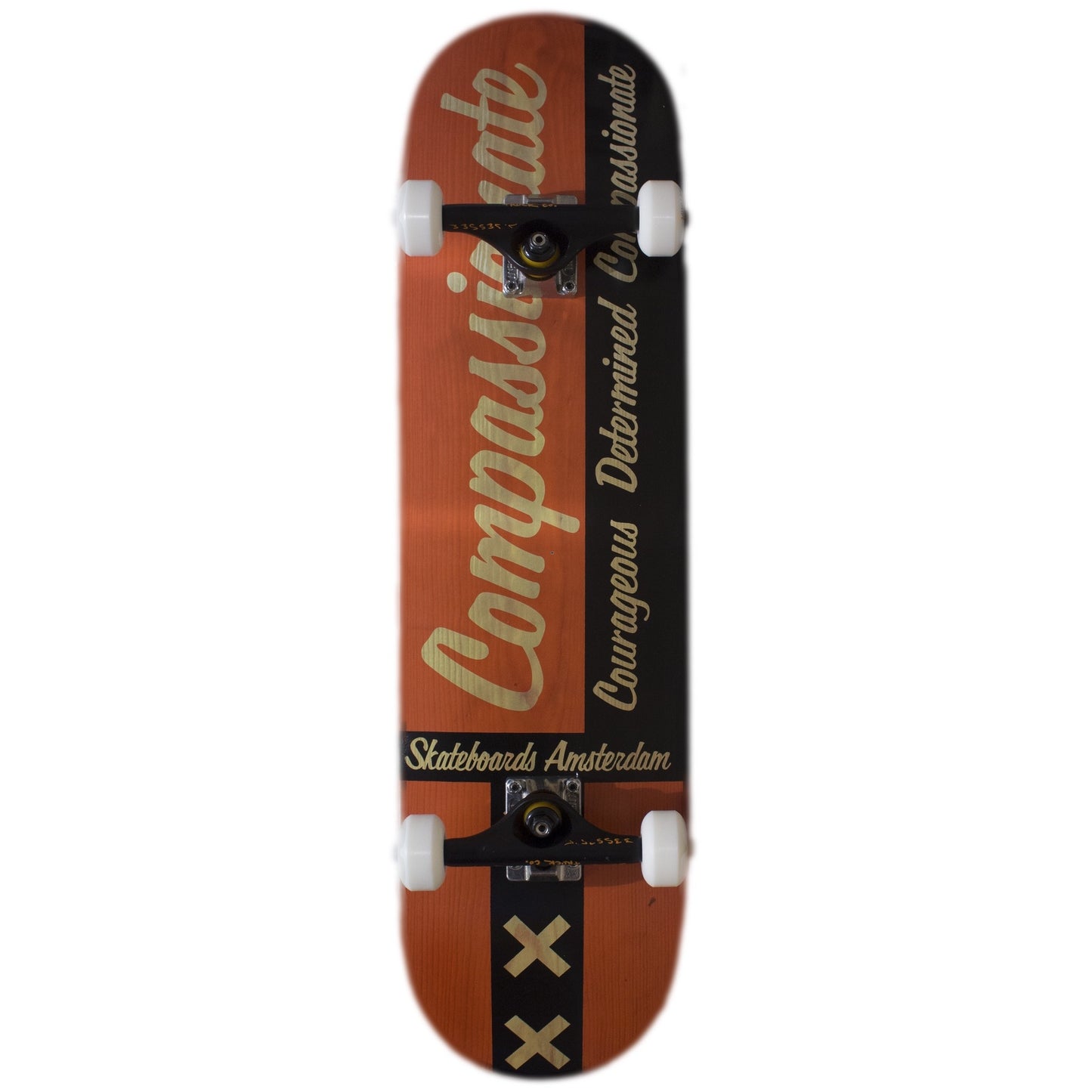 IO SKATEBOARDS AMSTERDAM COMPASSIONATE 8.5 COMPLETE W/THEEVE 5.5 & BONES 52MM