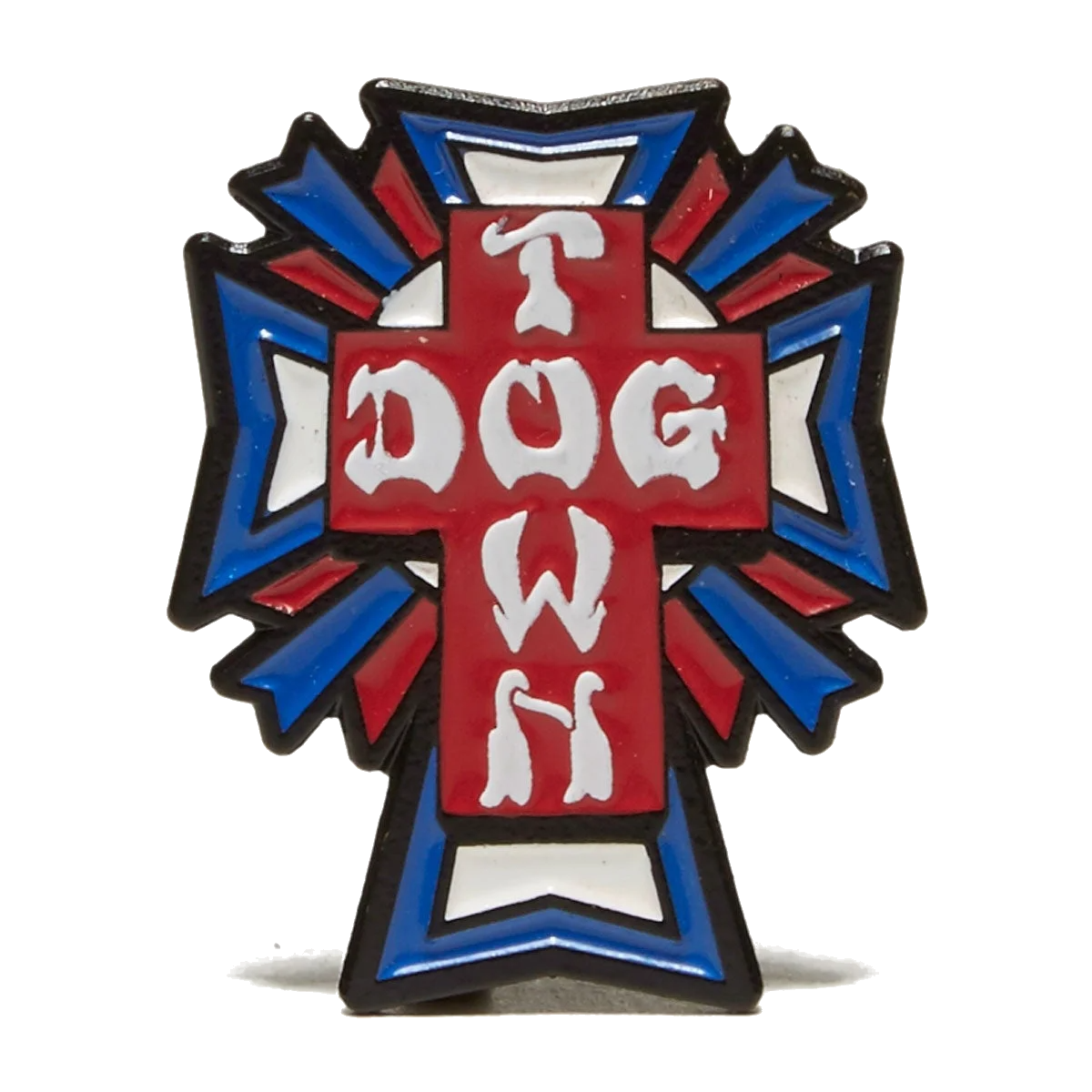 DOGTOWN ENAMEL PIN CROSS LOGO BLUE/RED