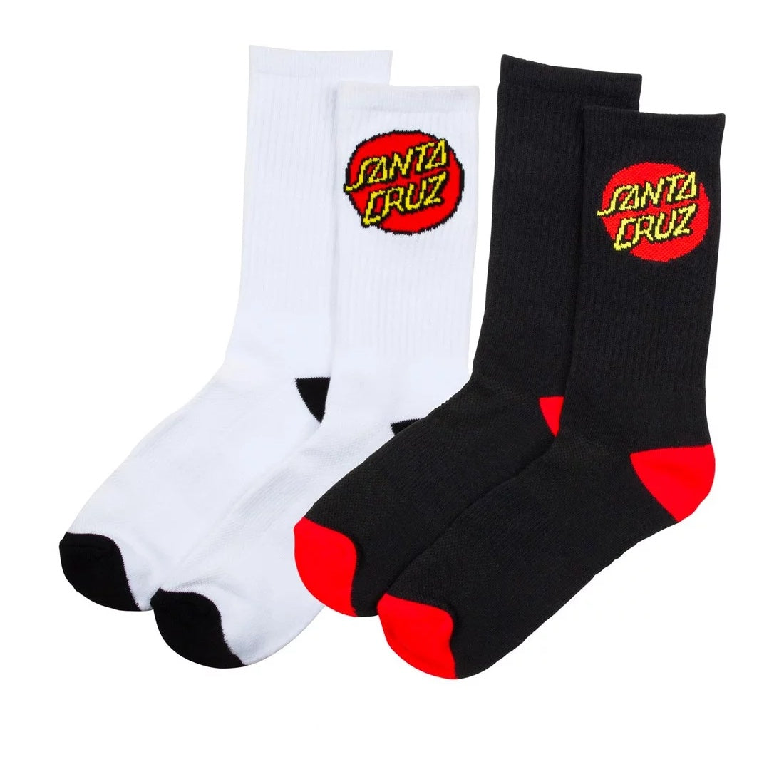 SANTA CRUZ CLASSIC DOT YOUTH SOCK WHITE & BLACK 2-PACK