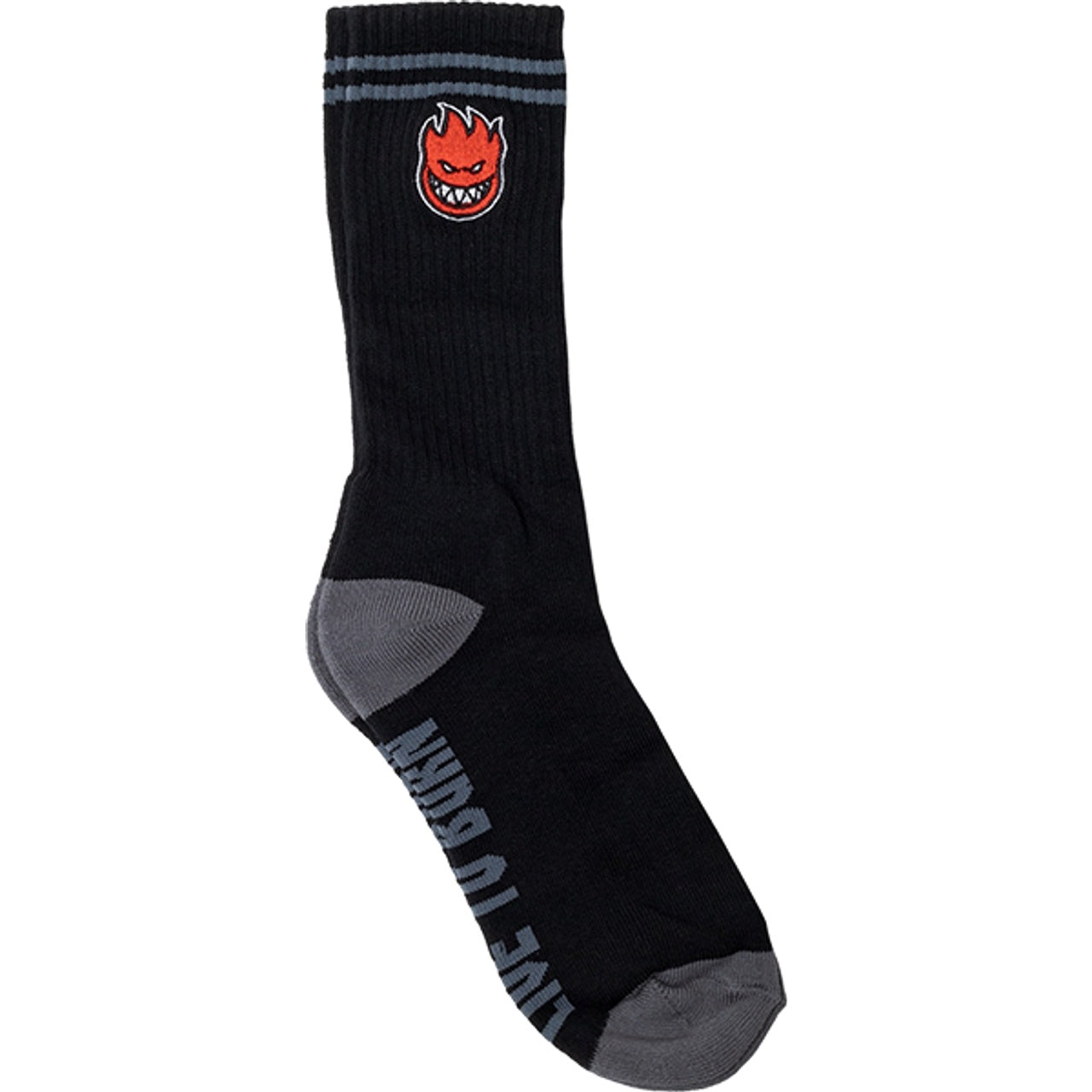 SPITFIRE BIGHEAD FILL EMB SOCK BLACK/CHARC/RED