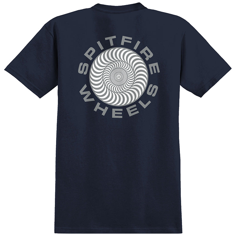 SPITFIRE CLASSIC '87 SWIRL T-SHIRT NAVY W/SILVER FLECK & WHITE PRINTS