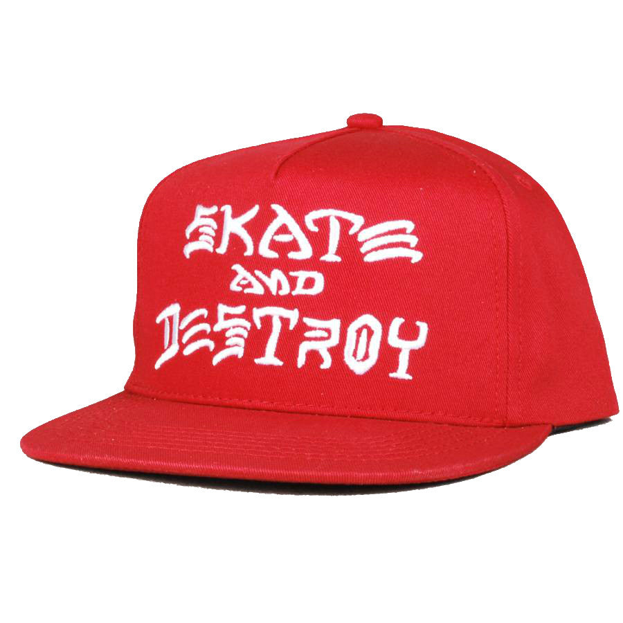 THRASHER SKATE AND DESTROY EMBROIDERED SNAPBACK RED - Skateboards Amsterdam