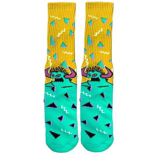 TOY MACHINE 80'S MONSTER CREW SOCK YELLOW/TURQUOISE