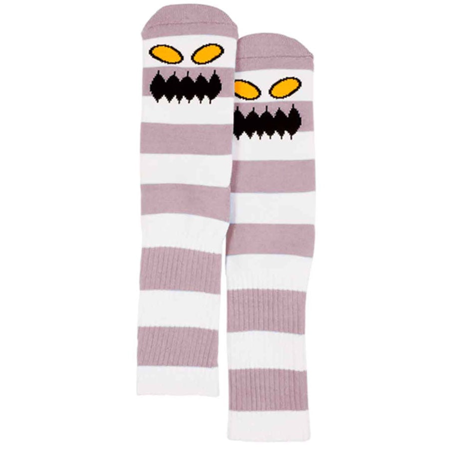 TOY MACHINE MONSTER BIG STRIPE SOCK MAUVE