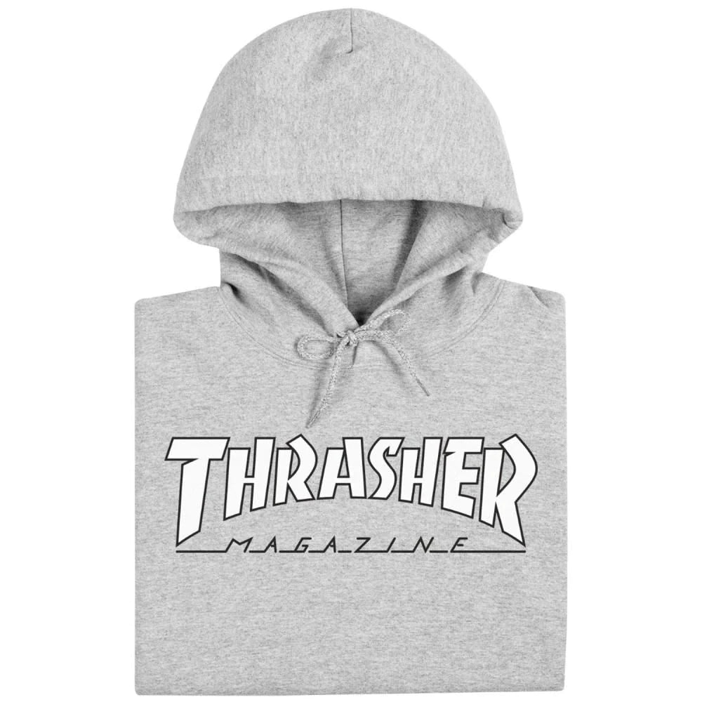 THRASHER OUTLINED HOODED SWEAT GREY/WHITE