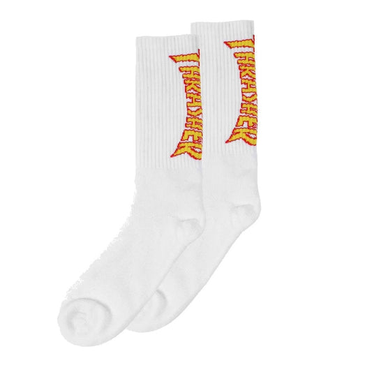 THRASHER FLAME SOCK WHITE
