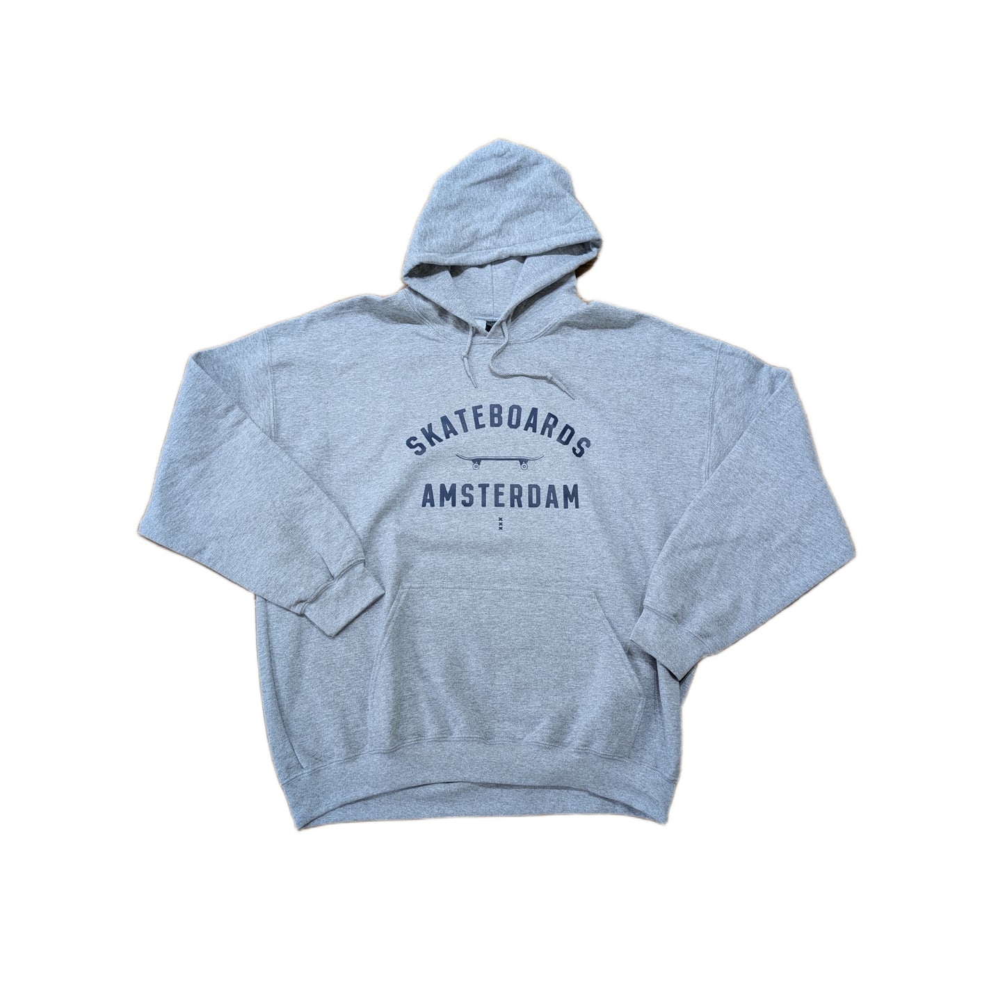 IO SKATEBOARDS AMSTERDAM VARSITY LOGO HOODED SWEATER HEATHER GREY