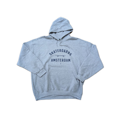 IO SKATEBOARDS AMSTERDAM VARSITY LOGO HOODED SWEATER HEATHER GREY