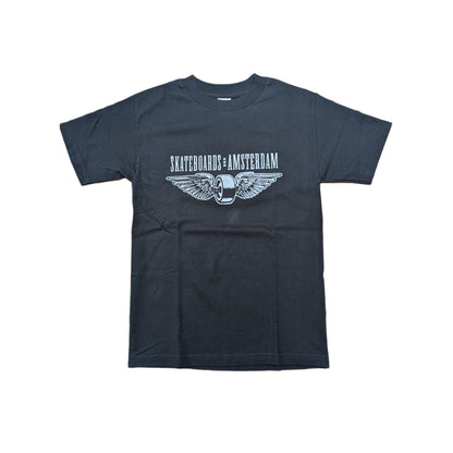 IO SKATEBOARDS AMSTERDAM FLYING WHEEL T-SHIRT BLACK