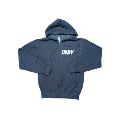 IO SKATEBOARDS AMSTERDAM HOODED ZIPPER INDY LOGO HEATHER CHARCOAL