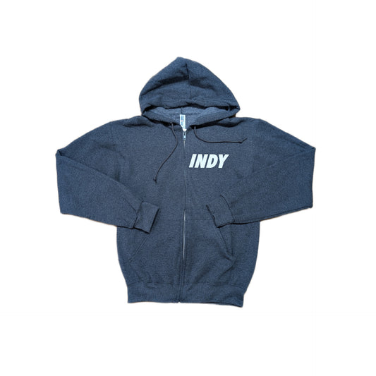 IO SKATEBOARDS AMSTERDAM HOODED ZIPPER INDY LOGO HEATHER CHARCOAL