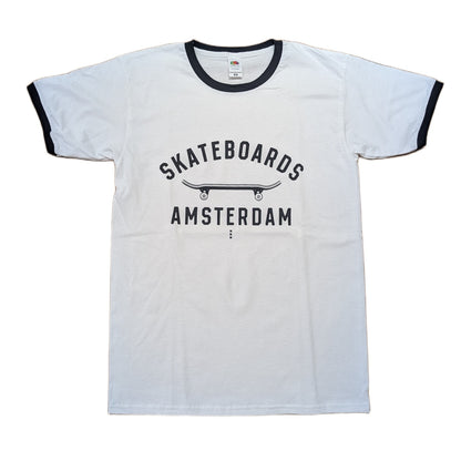 IO SKATEBOARDS AMSTERDAM VARSITY RINGER WHITE/BLACK