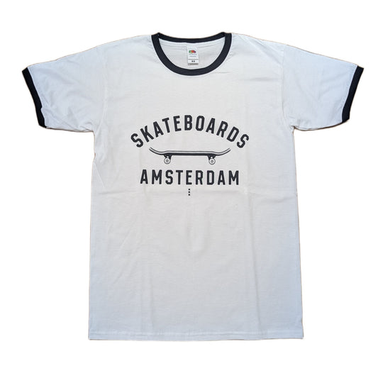 IO SKATEBOARDS AMSTERDAM VARSITY RINGER WHITE/BLACK
