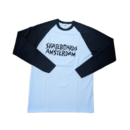 IO SKATEBOARDS AMSTERDAM LONG SLEEVE RAGLAN VENICE LOGO BLACK/WHITE