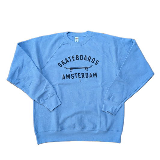 IO SKATEBOARDS AMSTERDAM VARSITY CREW NECK LIGHT BLUE