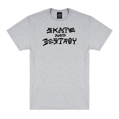 THRASHER SKATE AND DESTROY T-SHIRT GREY HEATHER