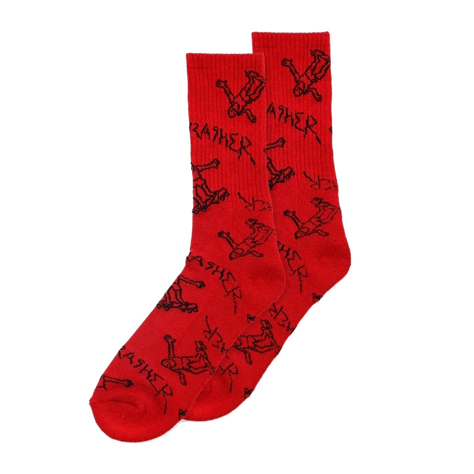 THRASHER GONZ LOGO CREW SOCKS RED/BLACK