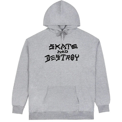 THRASHER SKATE AND DESTROY HOODIE GREY