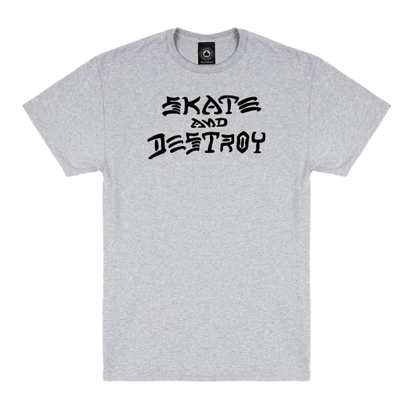 THRASHER SKATE AND DESTROY T-SHIRT GREY HEATHER