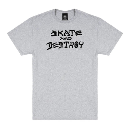 THRASHER SKATE AND DESTROY T-SHIRT GREY HEATHER