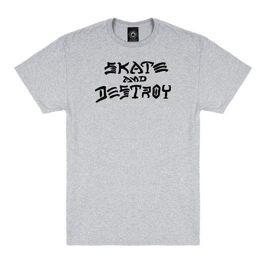 THRASHER SKATE AND DESTROY T-SHIRT GREY HEATHER