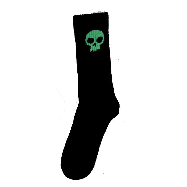 ZERO SINGLE SKULL SOCKS -GLOW IN THE DARK- BLACK