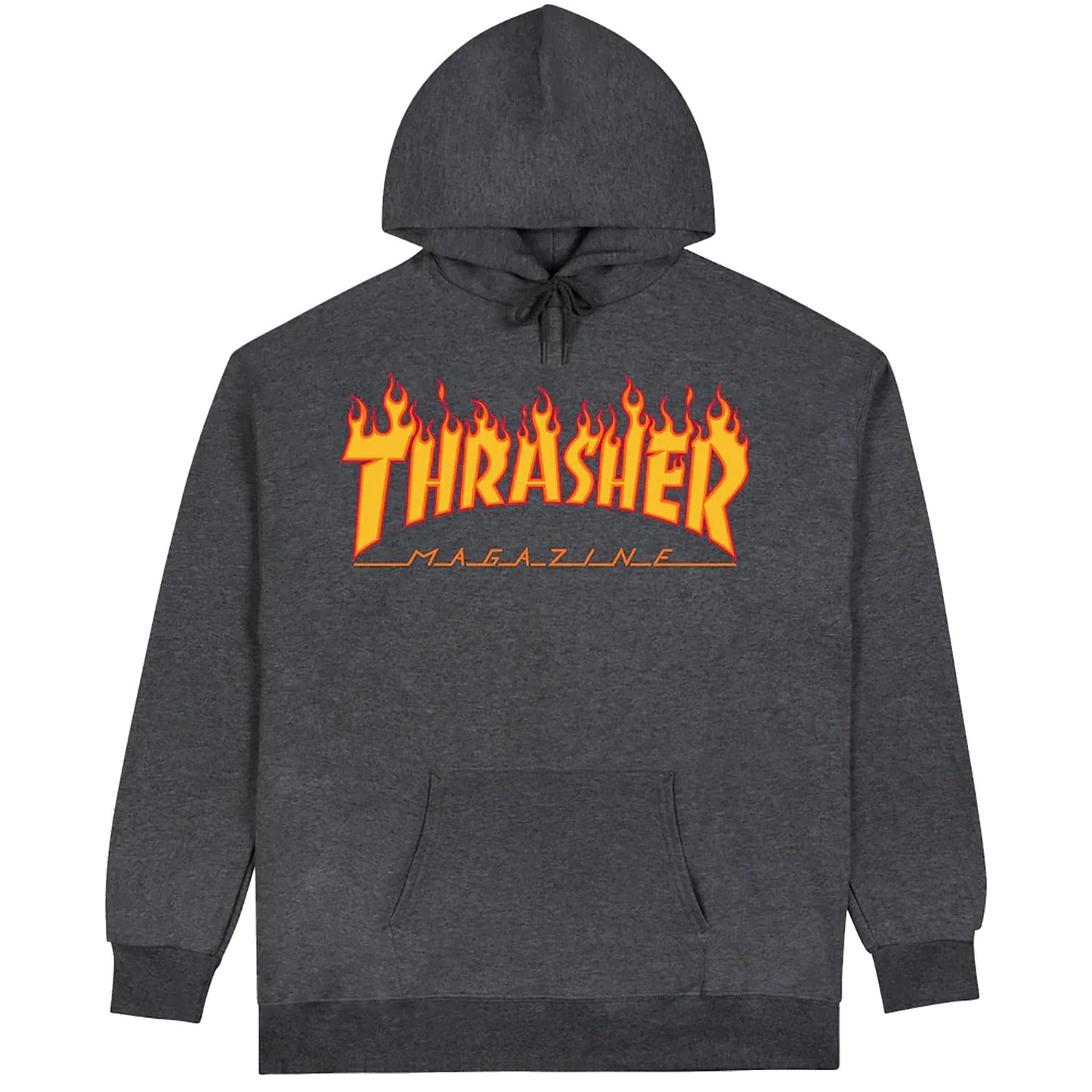 THRASHER FLAME HOODED SWEATER DARK HEATHER