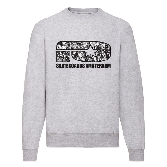 IO SKATEBOARDS AMSTERDAM CLASSIC CREWNECK BAND LOGO HEATHER GREY