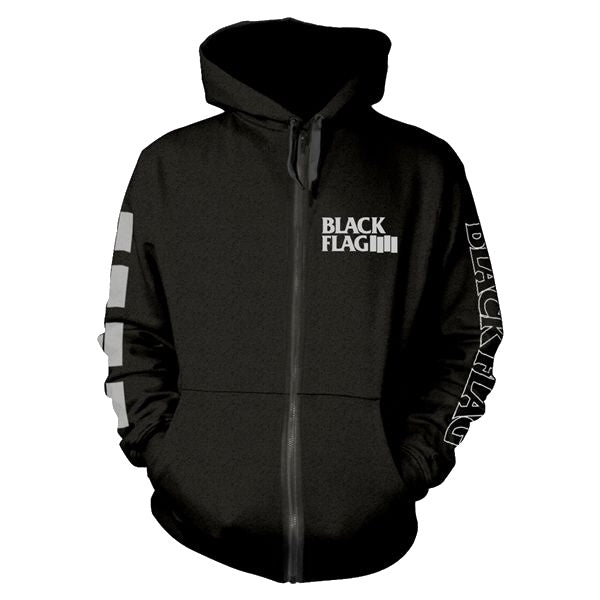 BLACK FLAG LOGO HOODED ZIPPER BLACK