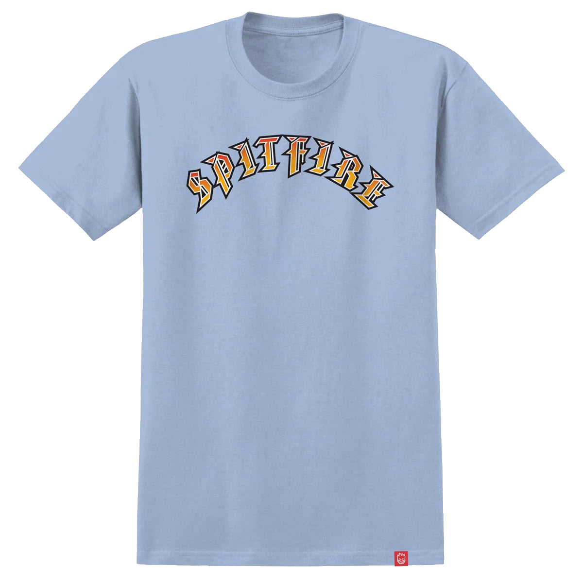 SPITFIRE OLD E FILL T-SHIRT LIGHT BLUE/RED/GOLD