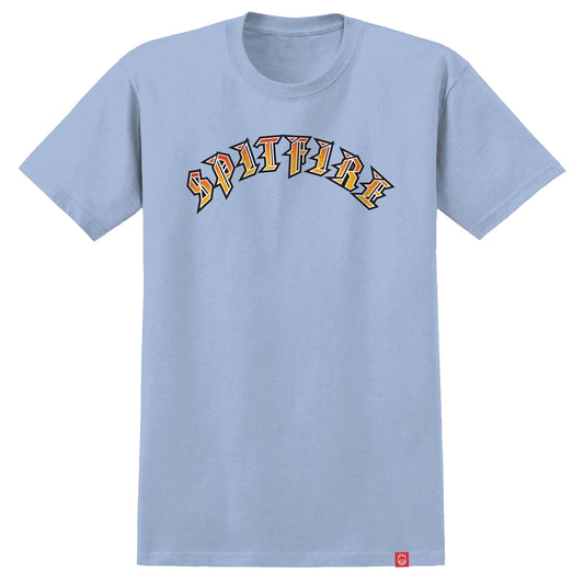 SPITFIRE OLD E FILL T-SHIRT LIGHT BLUE/RED/GOLD